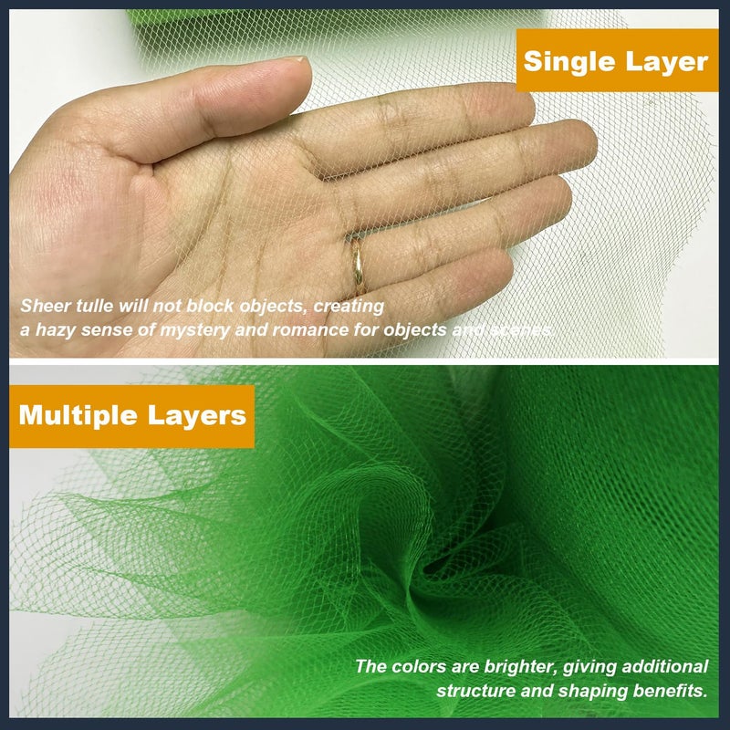 Ableme Deco Tulle Fabric Roll 6 Inch by 100 Yards (300 ft) Green Tulle Ribbon Mesh Netting for DIY Tutu Skirt Gift Wrapping Wedding Baby Shower Birthday Halloween Party Decorations, 34 Colors (Emerald Green) - Image 4